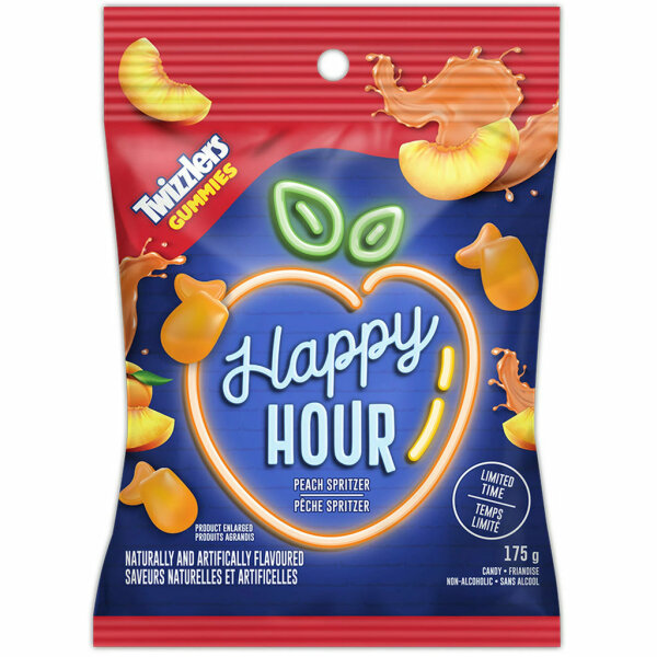 Twizzlers Happy Hour Peach Spritzer Gummies 175g  -MHD:30.04.24-